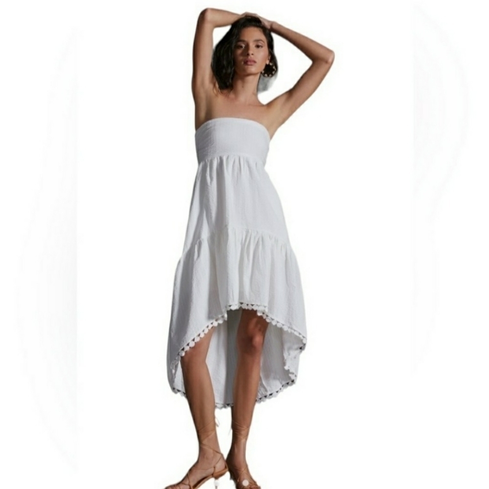 Anthropologie Maeve High-Low Strapless Midi Dress